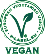 Logo european vegetarian union, groene letters in een cirkel - Nestlé Professional