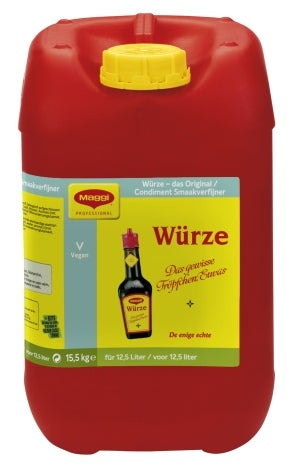 Een gallon Wuerze op een witte achtergrond