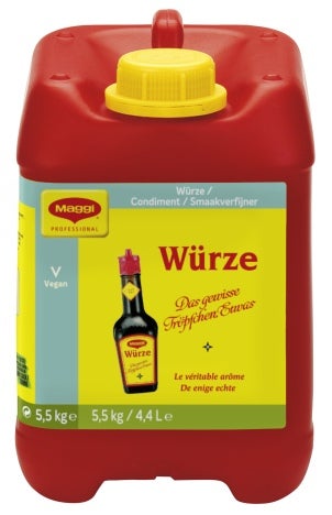 Een gallon Wuerze op een witte achtergrond